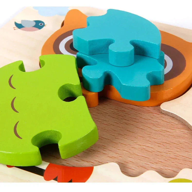 3D Wooden Animal Puzzle - Early Learning & Brain Booster for Kids