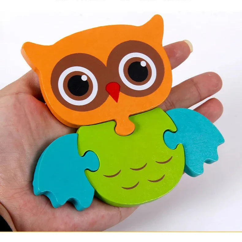 3D Wooden Animal Puzzle - Early Learning & Brain Booster for Kids