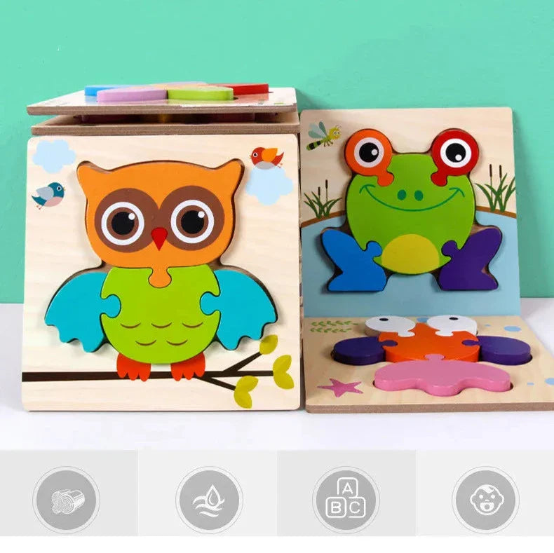3D Wooden Animal Puzzle - Early Learning & Brain Booster for Kids