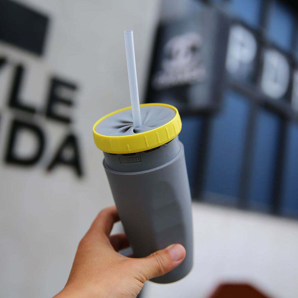 TwistLock No-Lid Travel Tumbler – Spill-Proof, Hot & Cold Drink Cup with Straw Seal