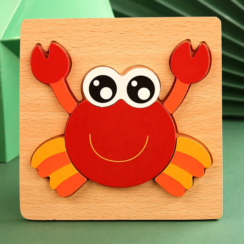 3D Wooden Animal Puzzle - Early Learning & Brain Booster for Kids