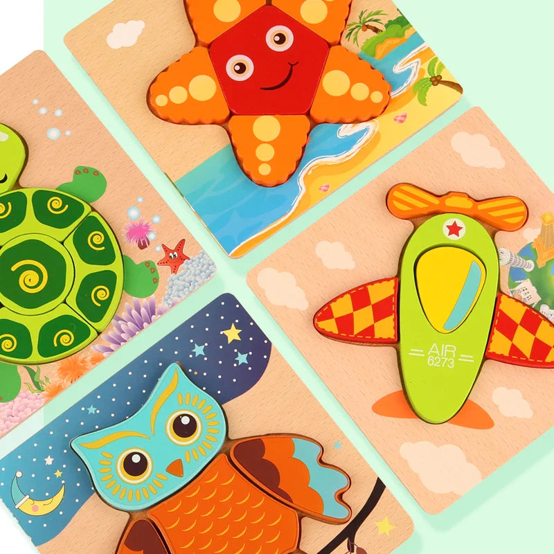 3D Wooden Animal Puzzle - Early Learning & Brain Booster for Kids