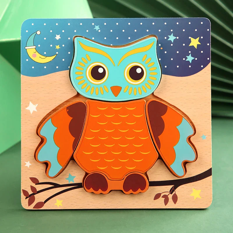 3D Wooden Animal Puzzle - Early Learning & Brain Booster for Kids