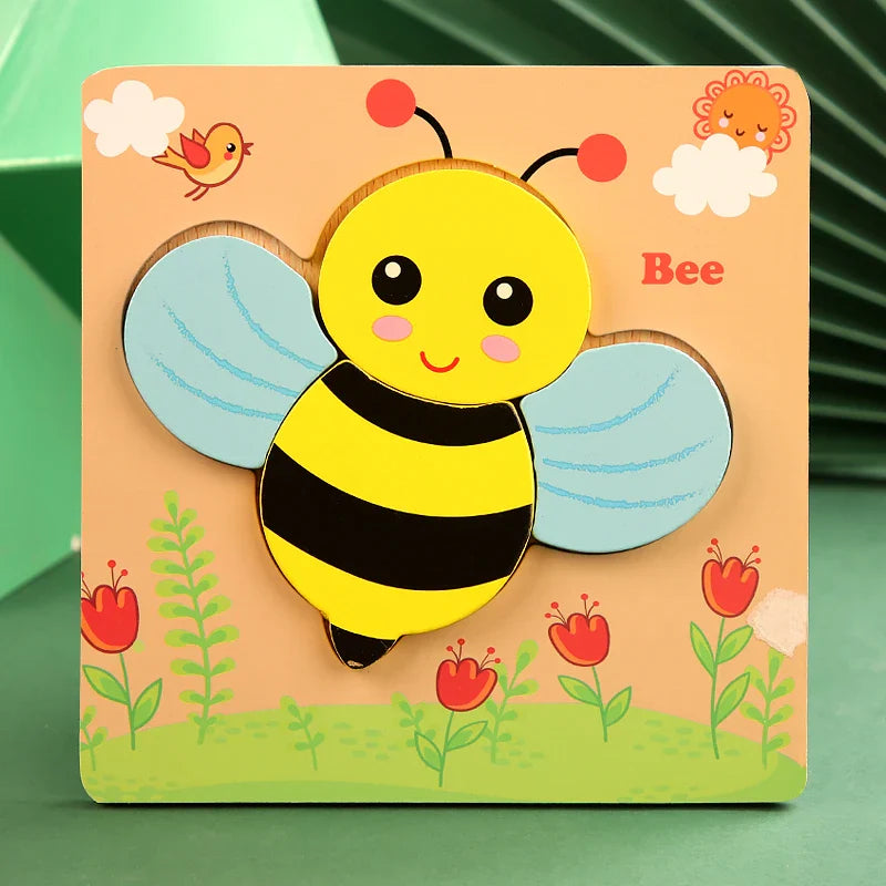 3D Wooden Animal Puzzle - Early Learning & Brain Booster for Kids