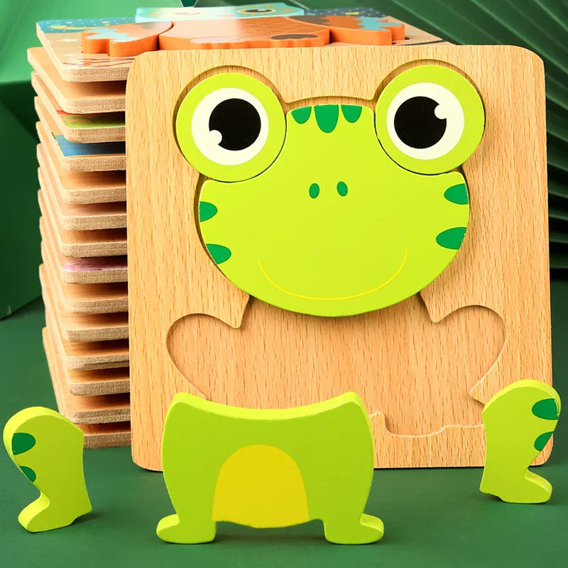 3D Wooden Animal Puzzle - Early Learning & Brain Booster for Kids
