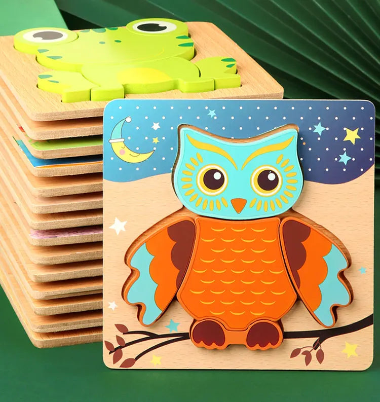 3D Wooden Animal Puzzle - Early Learning & Brain Booster for Kids