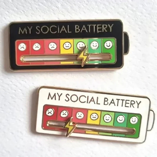 My Social Battery – Sliding Mood Brooch Pin