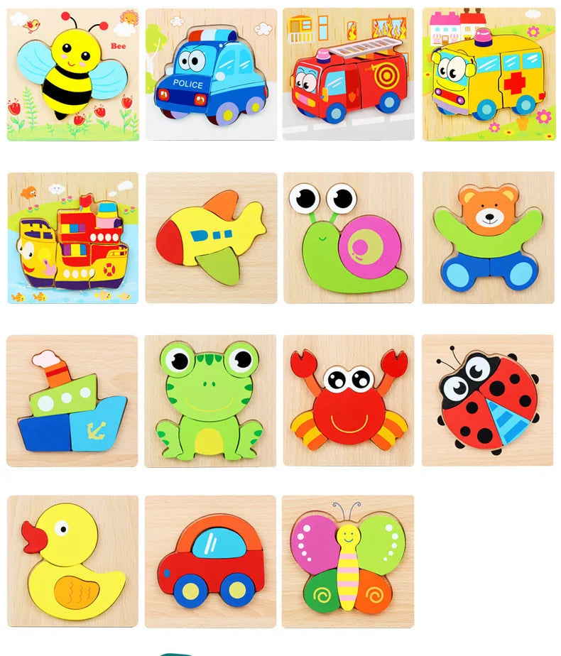 3D Wooden Animal Puzzle - Early Learning & Brain Booster for Kids
