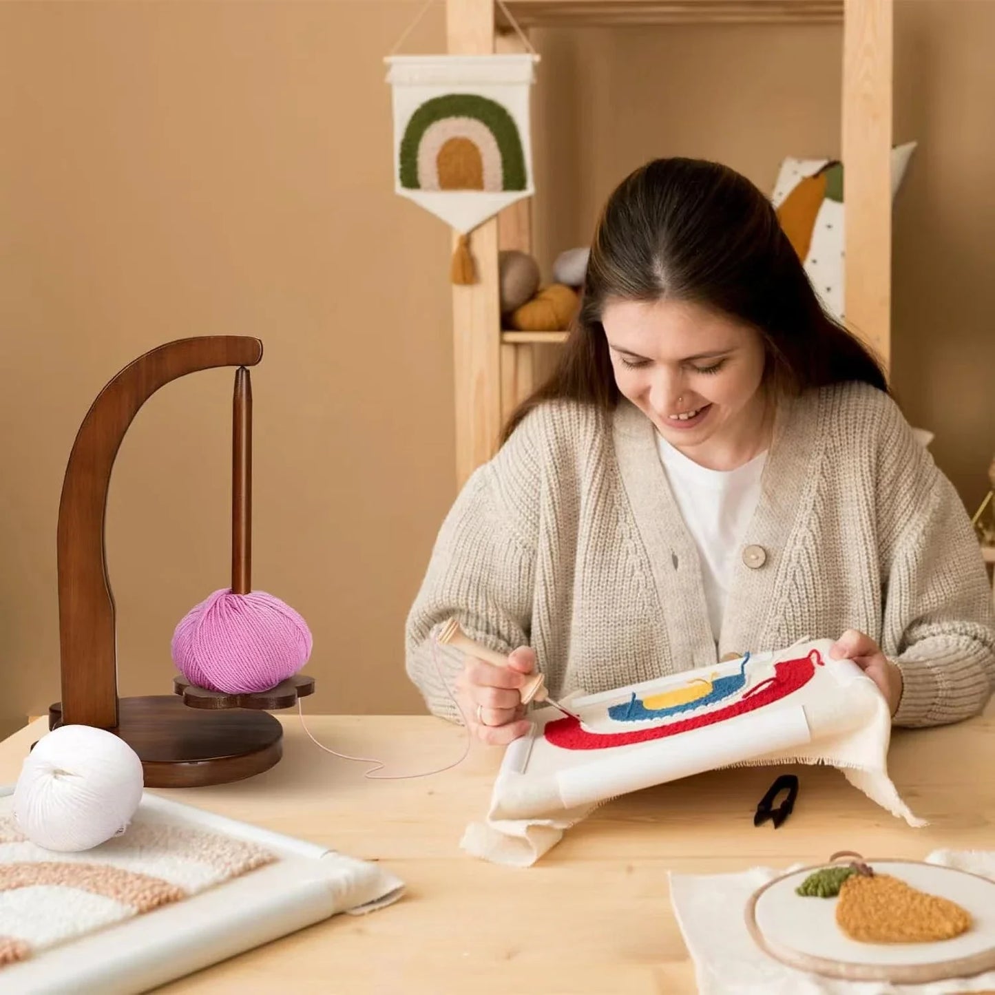 Elegant Wooden Yarn Spool Rack – Tidy Threads, Inspire Creativity