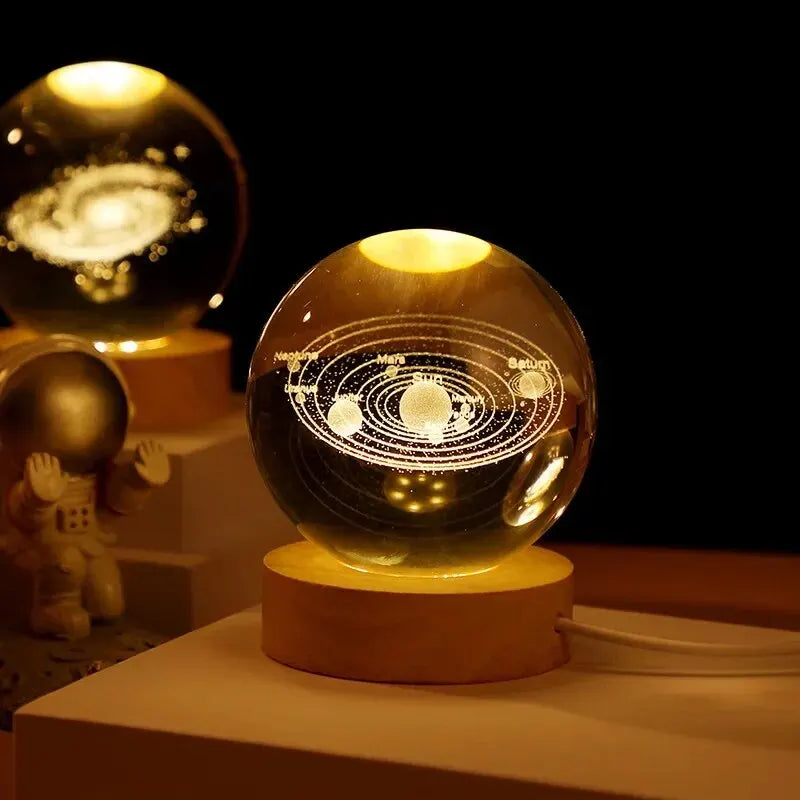 3D Solar System Crystal Ball Lamp