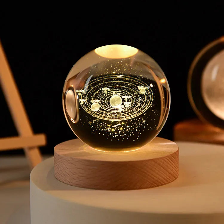 3D Solar System Crystal Ball Lamp