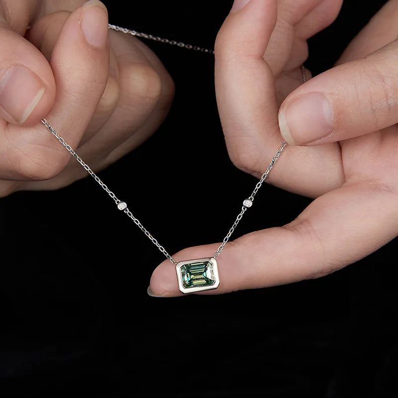 925 Sterling Silver Necklace with Moissanite Sparkle