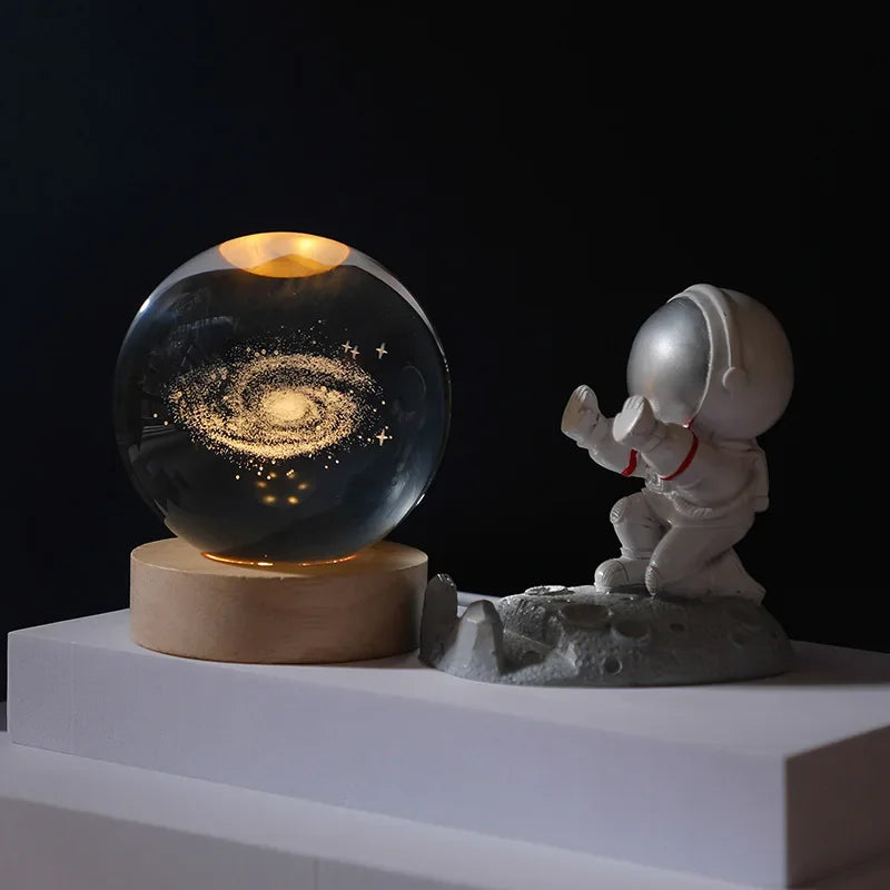 3D Solar System Crystal Ball Lamp