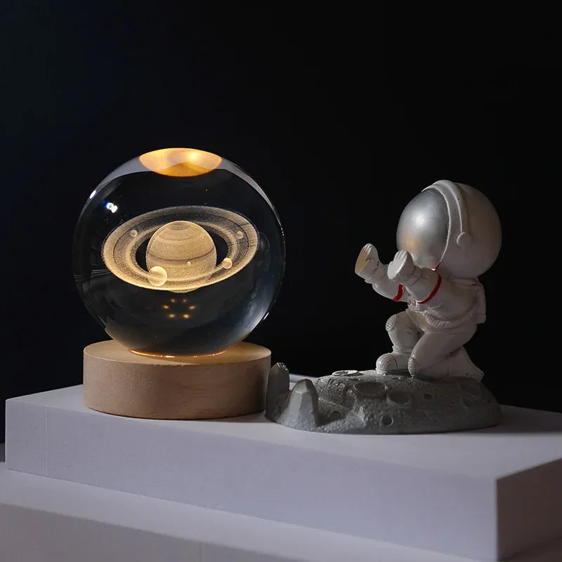 3D Solar System Crystal Ball Lamp