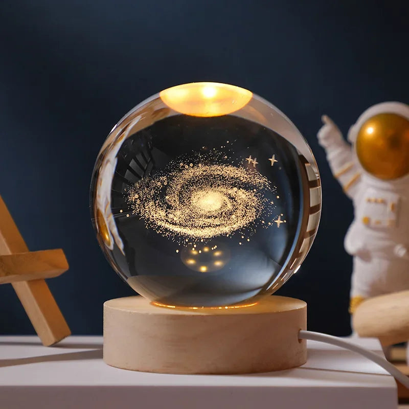 3D Solar System Crystal Ball Lamp
