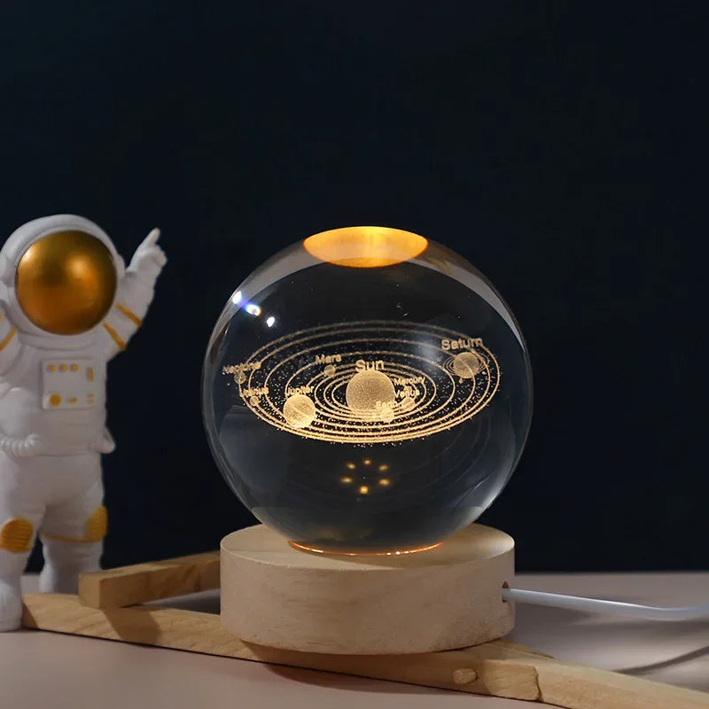 3D Solar System Crystal Ball Lamp