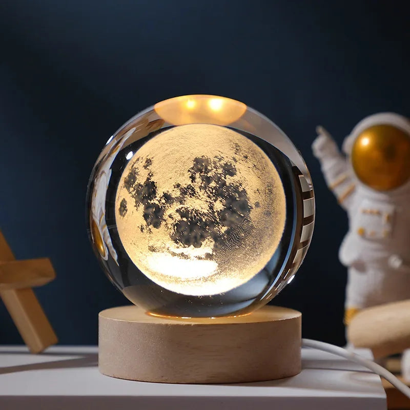 3D Solar System Crystal Ball Lamp