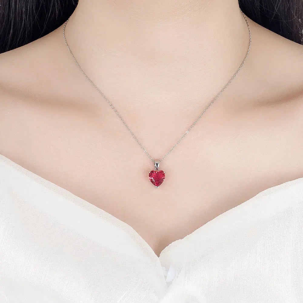 925 Sterling Silver Heart Jewelry Set for Women – Elegant Zircon Necklace, Earrings & Ring