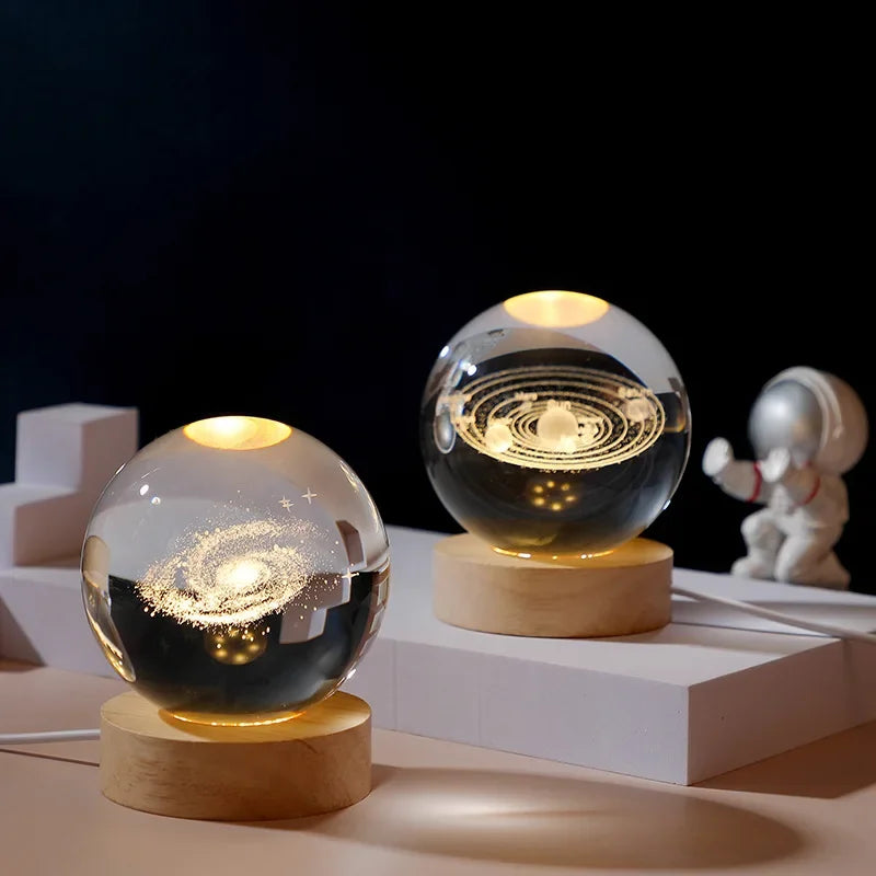 3D Solar System Crystal Ball Lamp