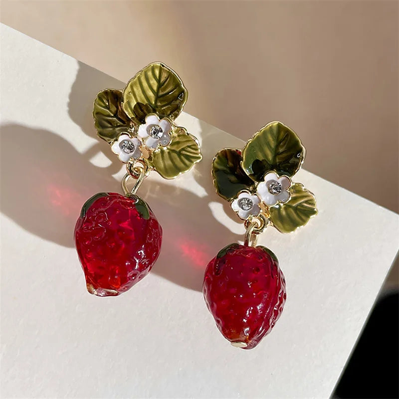 ๐ Sweet Strawberry Drop Earrings โ A Juicy Pop of Playful Charm