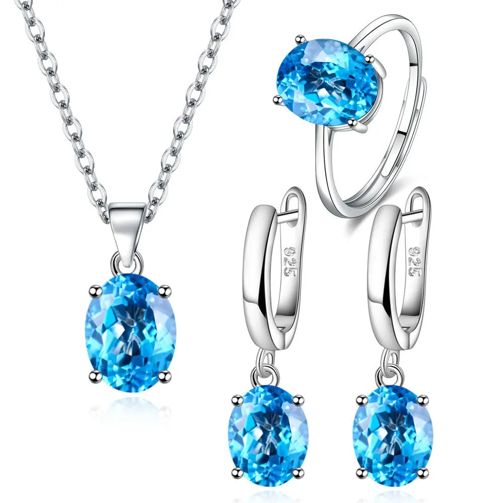 925 Sterling Silver Heart Jewelry Set for Women – Elegant Zircon Necklace, Earrings & Ring