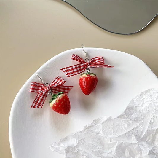🍓 Sweet Strawberry Drop Earrings – A Juicy Pop of Playful Charm