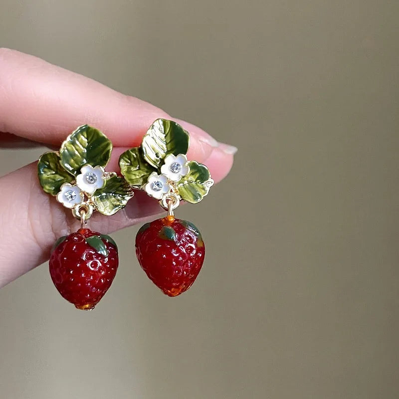 ๐ Sweet Strawberry Drop Earrings โ A Juicy Pop of Playful Charm
