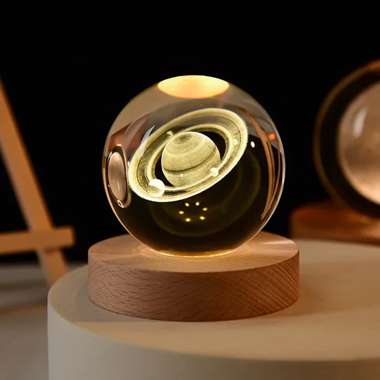 3D Solar System Crystal Ball Lamp