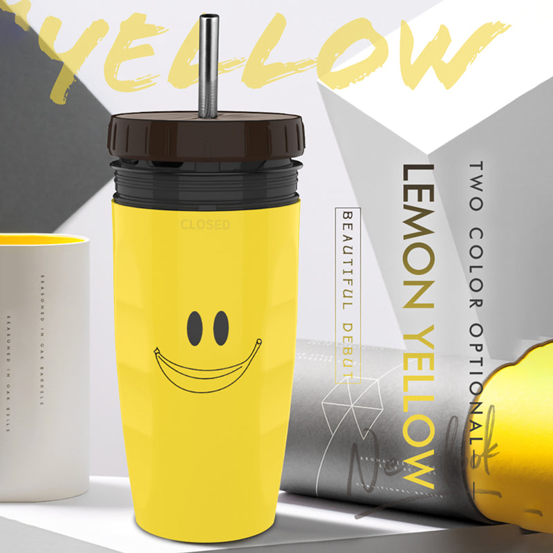 TwistLock No-Lid Travel Tumbler – Spill-Proof, Hot & Cold Drink Cup with Straw Seal