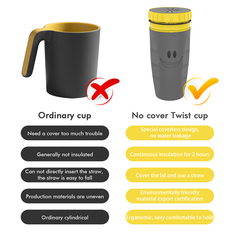 TwistLock No-Lid Travel Tumbler – Spill-Proof, Hot & Cold Drink Cup with Straw Seal