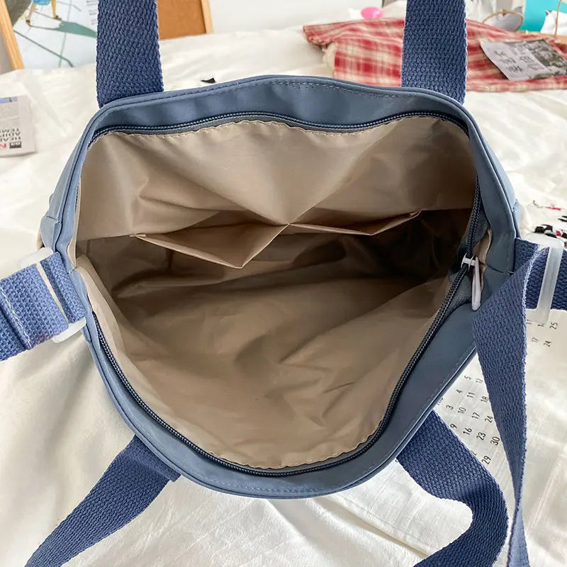 Waterproof Canvas Patchwork Shoulder Bag – Cute, Casual & Built for Daily Chaos