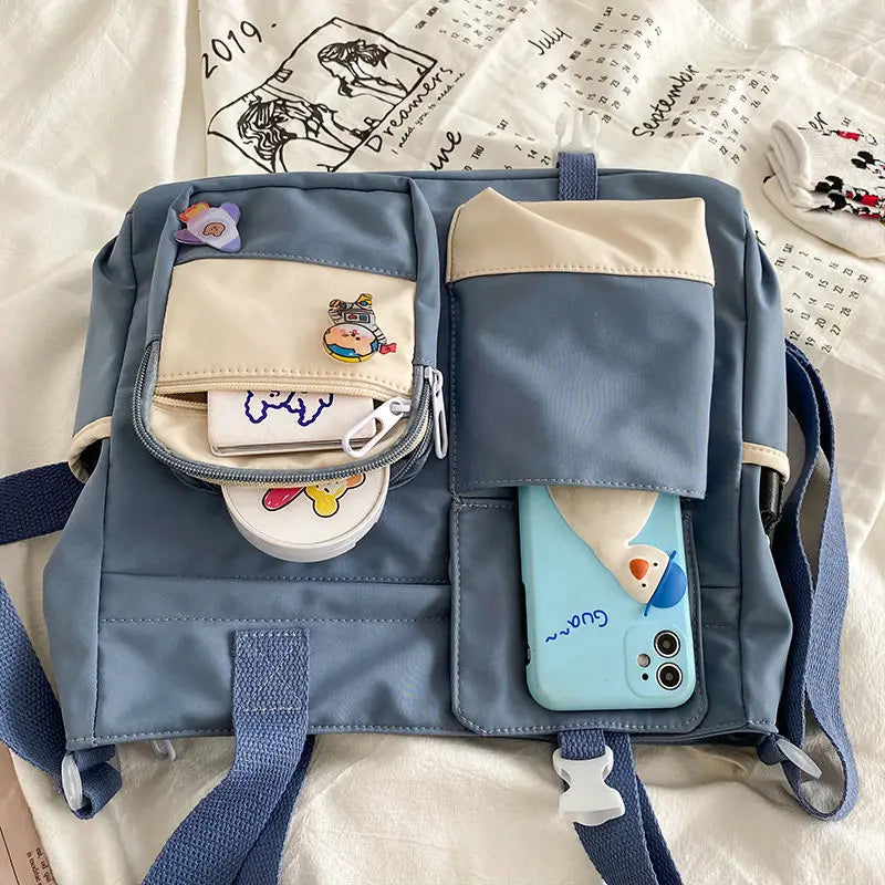 Waterproof Canvas Patchwork Shoulder Bag – Cute, Casual & Built for Daily Chaos